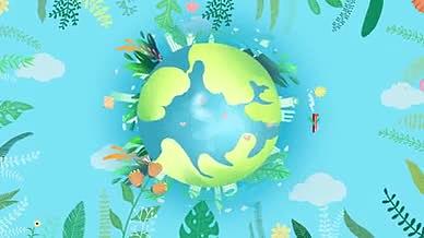 2K绿色环保旋转地球背景模板视频的预览图